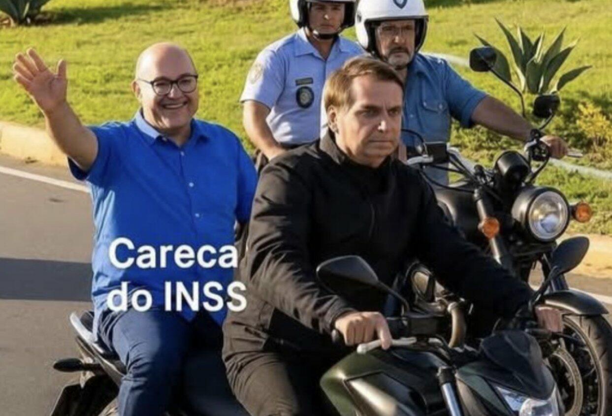 Foto de Jair Bolsonaro e ‘Careca do INSS’ em moto foi gerada por IA