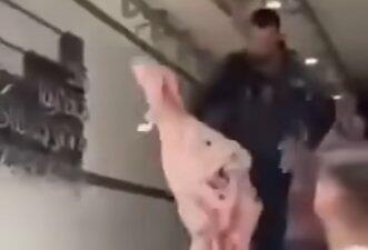 Vídeo não mostra moradores de Gaza descartando carne