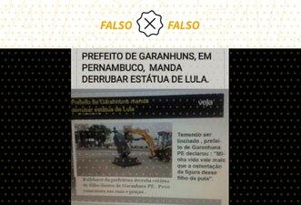 Prefeito de Garanhuns não mandou destruir estátua de Lula; monumento nunca existiu