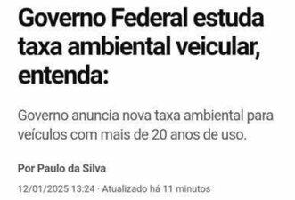 É falso que governo Lula cobrará taxa ambiental sobre carros com mais de 20 anos