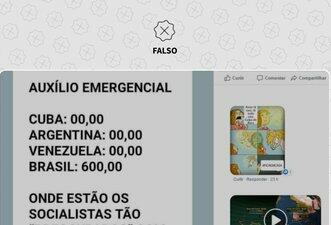 É falso que Argentina, Venezuela e Cuba não deram auxílio financeiro na pandemia