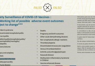 É falso que FDA alertou que vacinas contra Covid-19 podem causar infarto
