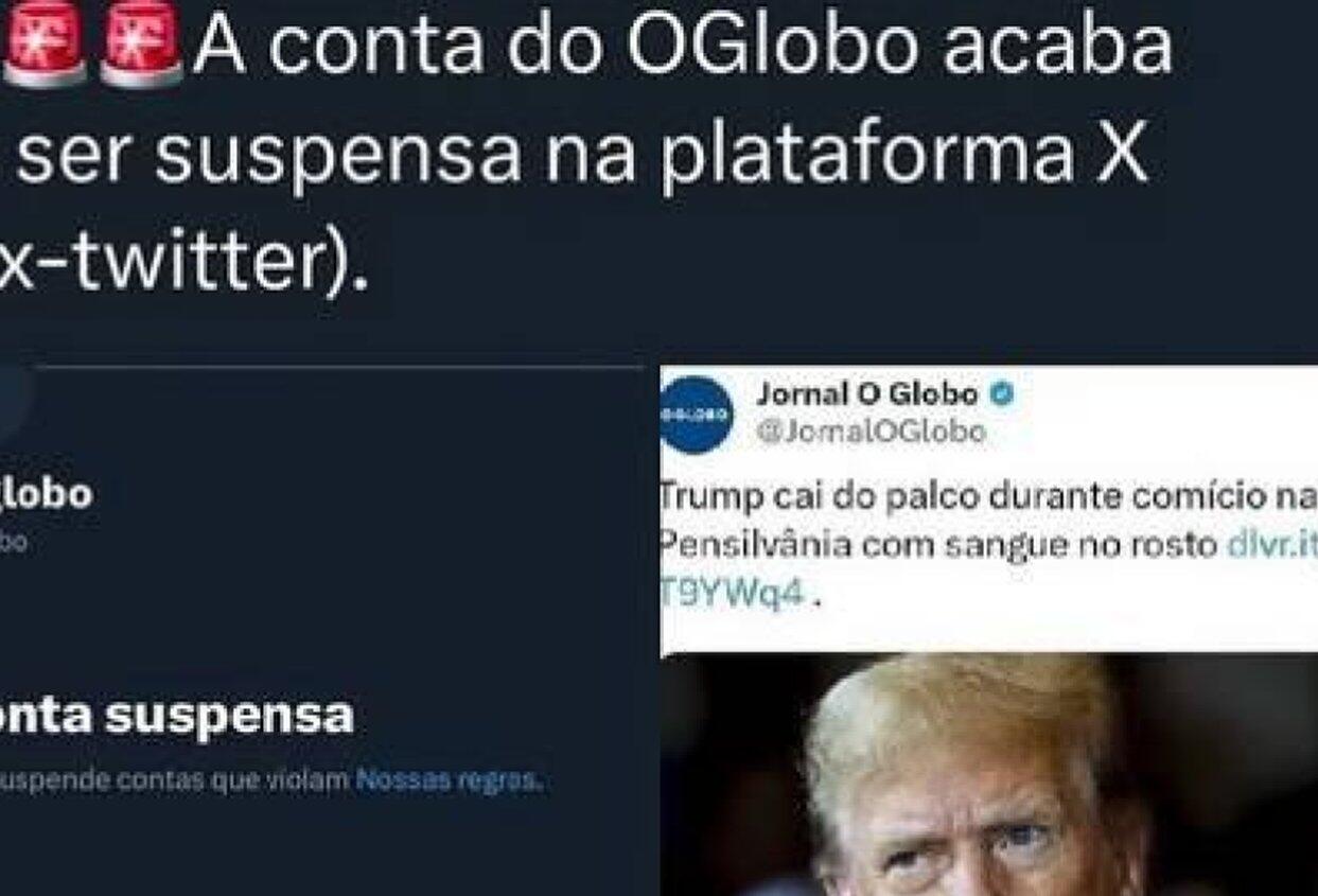 É falso que X suspendeu perfil de ‘O Globo’ após notícia sobre atentado contra Trump