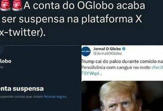 É falso que X suspendeu perfil de ‘O Globo’ após notícia sobre atentado contra Trump