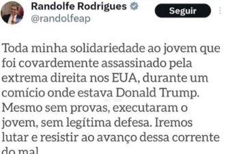 Randolfe não se solidarizou com autor de atentado contra Trump