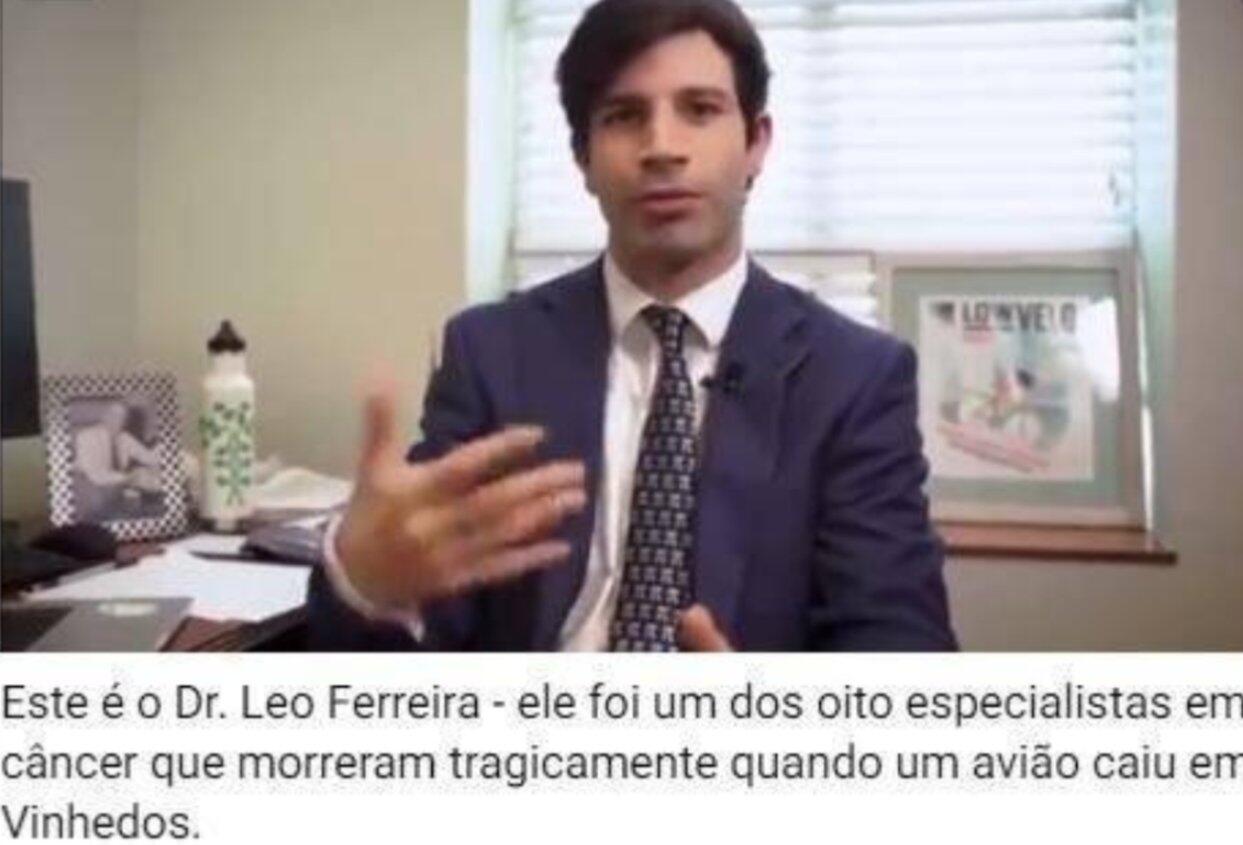 Médico Leonardo Ferreira não está entre as vítimas do acidente aéreo em Vinhedo