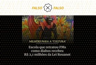 É falso que Vai-Vai recebeu R$ 2,1 milhões via Lei Rouanet para desfile de 2024