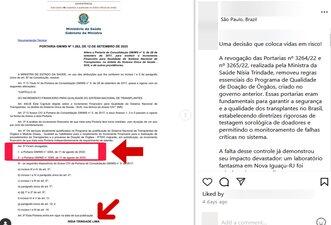 É falso que revogação de portarias facilitou contaminação por HIV de transplantados