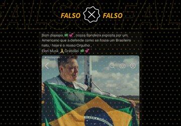 Imagem de Elon Musk segurando bandeira do Brasil foi gerada por IA