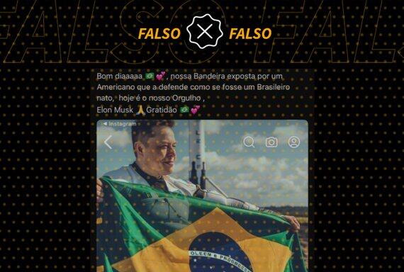 Imagem de Elon Musk segurando bandeira do Brasil foi gerada por IA