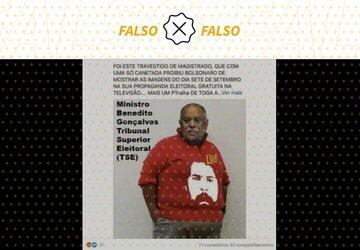 É montagem foto de ministro do TSE com blusa de Lula