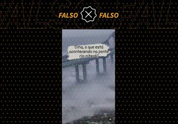 Vídeo não mostra fortes ondas atingindo ponte Rio-Niterói