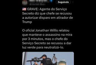 Serviço Secreto não desautorizou disparo em autor de atentado contra Trump