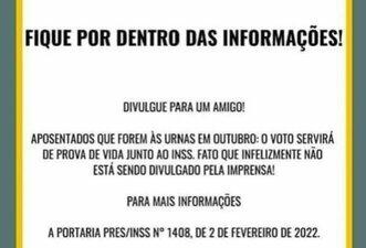 Voto ainda não é usado como prova de vida para o INSS