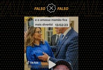 É montagem foto em que Joe Biden assedia Janja