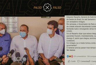É falso que internações por Covid-19 em Santarém caíram após visita de Pazuello
