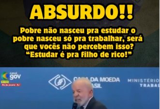 É falso que Lula defendeu que pobres não devem estudar, só trabalhar