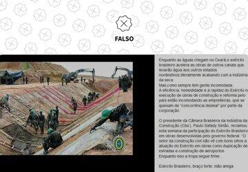 Foto de militares em obra da transposição não foi tirada no governo de Bolsonaro, mas no de Dilma