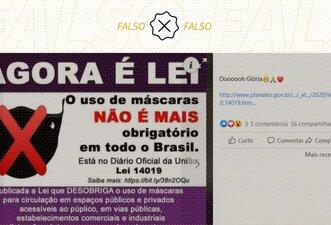 É falso que uso de máscaras deixou de ser obrigatório no Brasil