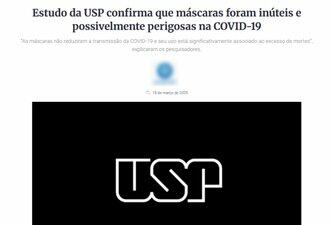 Estudo da USP não comprova que máscaras foram inúteis e perigosas na pandemia de Covid-19