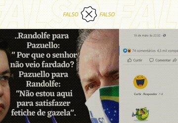 É falso que Pazuello disse a Randolfe que não foi fardado à CPI para evitar 'fetiche de gazela'