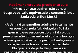 Posts compartilham entrevista fictícia para alegar que Lula defendeu Janja por ofensas contra Musk