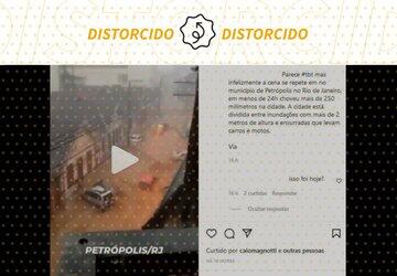 Vídeo que mostra enchente em Petrópolis é de fevereiro, não atual