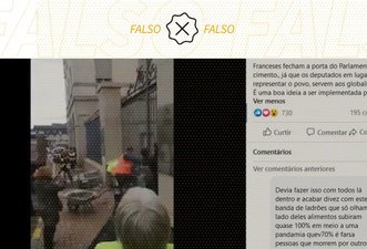 Vídeo não mostra manifestantes cimentando portões do Parlamento francês