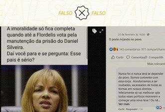 É falso que Flordelis votou pela prisão de Daniel Silveira; deputada faltou à sessão