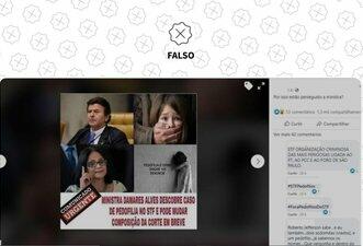 É falso que Damares descobriu caso de pedofilia no STF