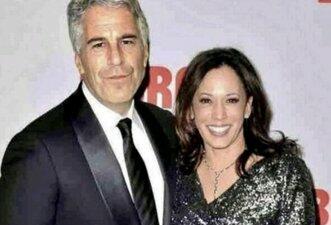 É montagem foto que mostra Kamala Harris ao lado de Jeffrey Epstein