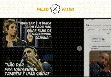 É falso diálogo de Manuela D’Ávila e Bolsonaro sobre aborto