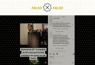 É falso que general prometeu enviar 25 mil soldados para ato convocado por Bolsonaro em SP