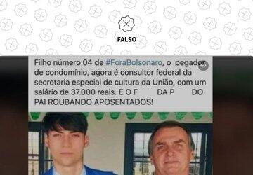 Filho mais novo de Bolsonaro não ganhou cargo na Secretaria de Cultura nem salário de R$ 37 mil