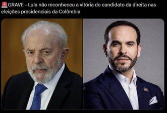 É falso que Lula disse não reconhecer vitória de Espriella na Colômbia