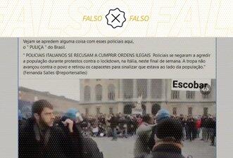É falso que policiais se recusaram a coibir protesto contra lockdown na Itália