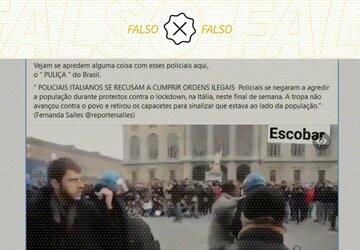 É falso que policiais se recusaram a coibir protesto contra lockdown na Itália