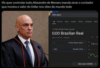É falso que Alexandre de Moraes tirou do ar ferramenta de cotação de moedas do Google