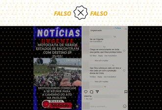 É falso que vídeo exibe motociata a caminho de ato com Bolsonaro deste domingo