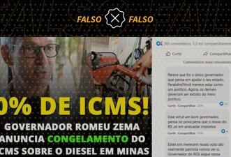 Não é verdade que ICMS do diesel foi zerado em Minas Gerais