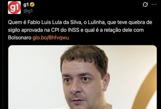 É falso que 'g1' associou Lulinha a Bolsonaro em post nas redes
