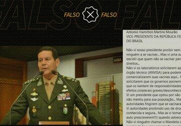 Não foi escrito por Mourão texto que diz que Bolsonaro é a ‘única opção’ dos brasileiros