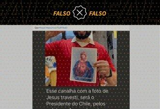 Foto não mostra Boric segurando retrato de Jesus como travesti