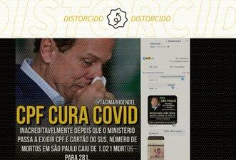 Não é verdade que exigência de CPF em notificação de morte fez cair óbitos por Covid-19