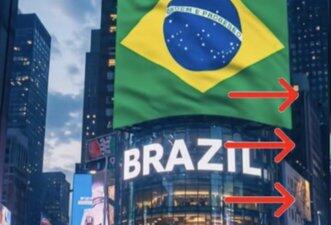 É falso que bandeiras do Brasil foram exibidas na Times Square em apoio a Bolsonaro