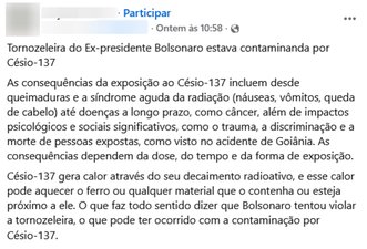 É falso que tornozeleira de Bolsonaro estava contaminada com césio-137