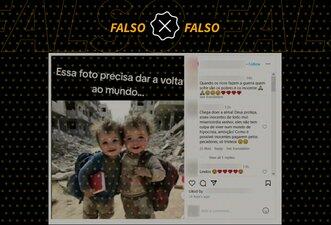 Imagem de crianças palestinas em frente a escombros foi criada por IA