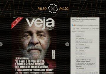 É montagem capa da Veja com declarações de Lula sobre ministros do STF