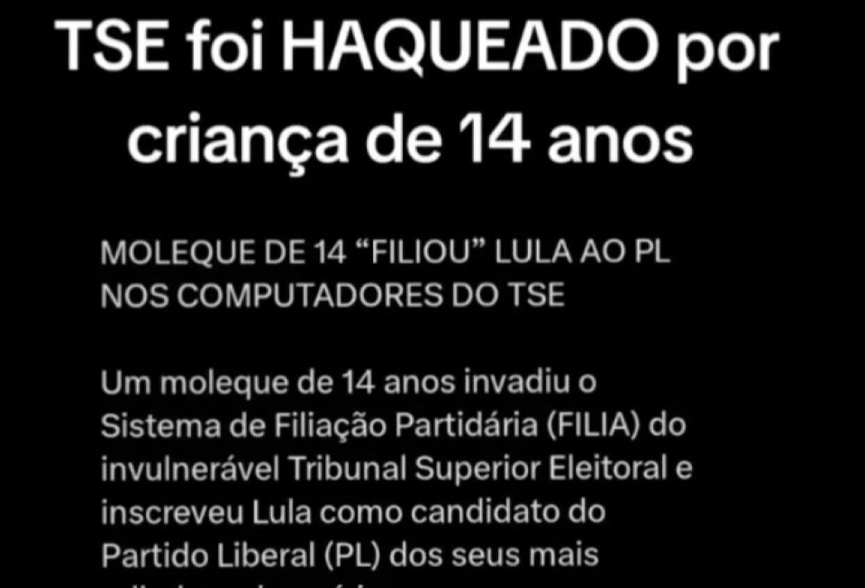 É falso que adolescente hackeou sistema de filiação partidária do TSE