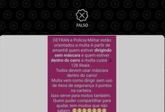 É falso que quem dirigir sem máscara de proteção pode receber multa de trânsito